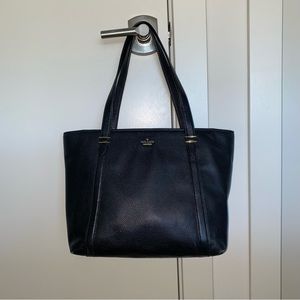 Classic Black Leather Kate Spade Tote Bag